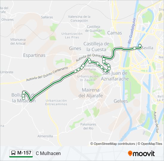 M-157 bus Mapa de línia