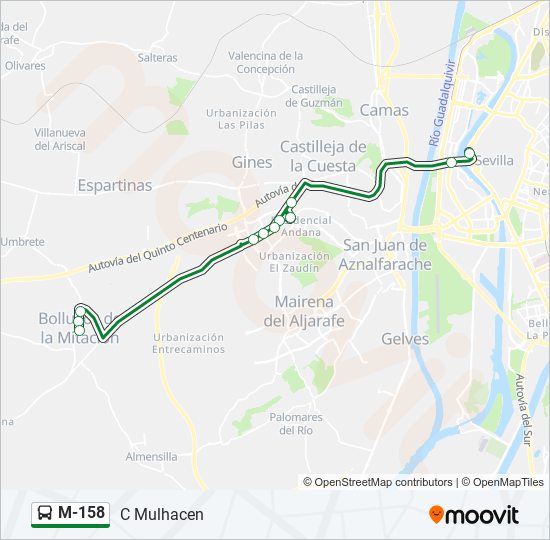 M-158 bus Line Map