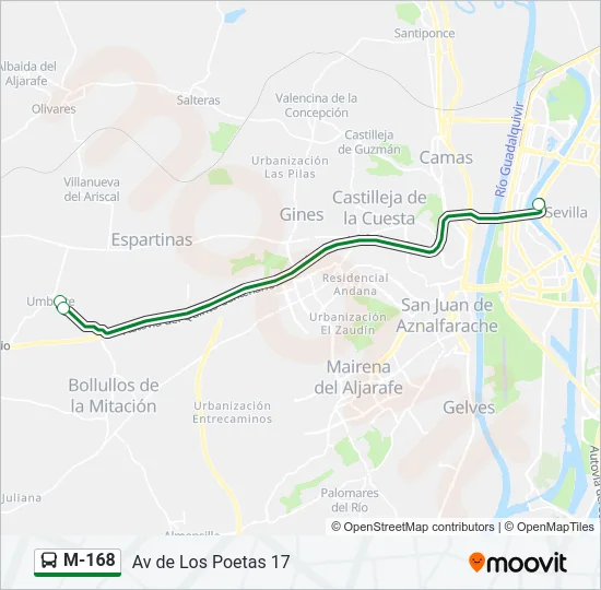 M-168 Bus Line Map
