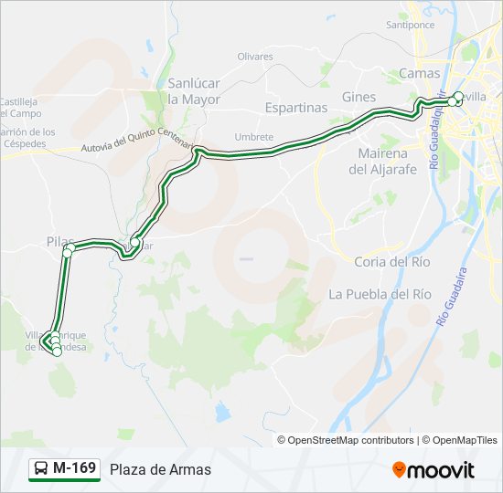 Mapa de M-169 de autobús