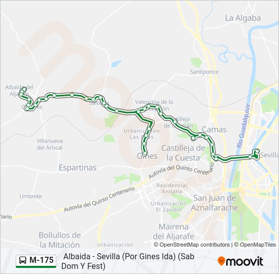 Mapa de M-175 de autobús