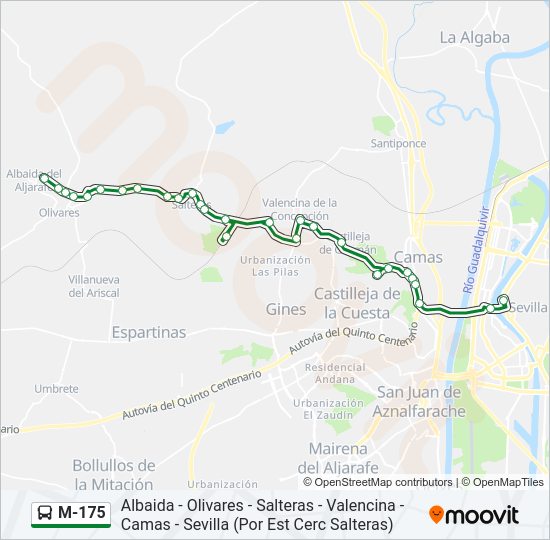 Mapa de M-175 de autobús