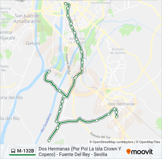 M-132B Bus Line Map