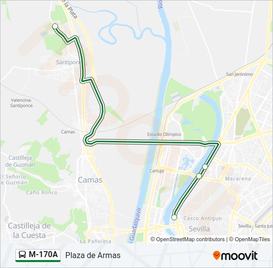 Mapa de M-170A de autobús