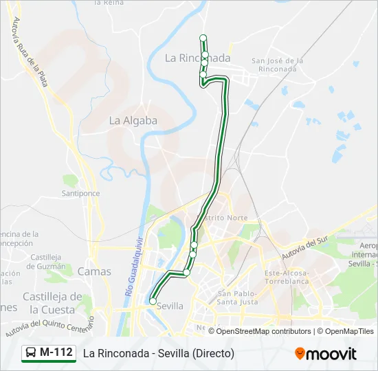 M-112 bus Mapa de línia