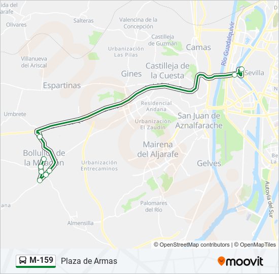 M-159 bus Mapa de línia