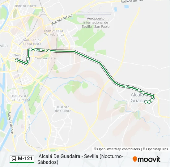 M-121 Bus Line Map