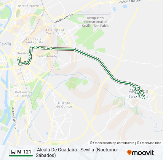 Mapa de M-121 de autobús