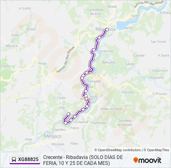 Mapa de XG88825 de autobús