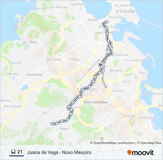 21 Bus Line Map