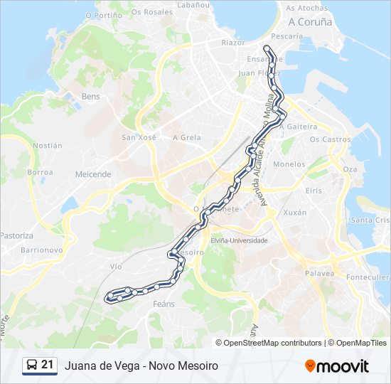 21 bus Mapa de línia