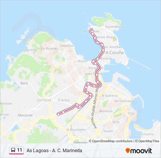 11 bus Mapa de línia