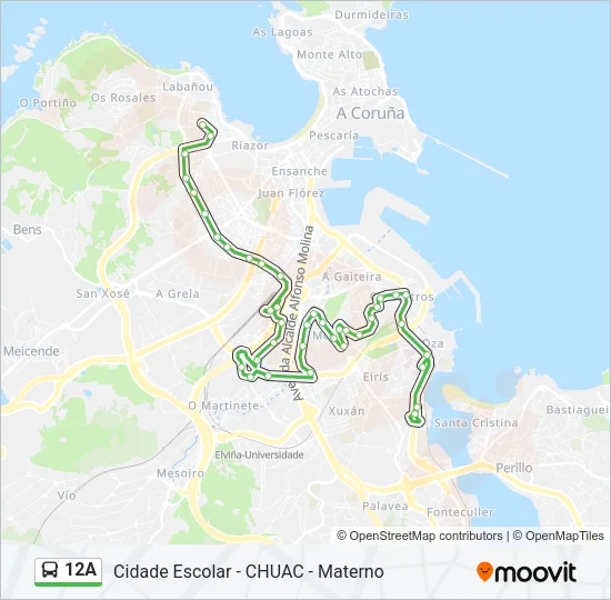 12A Bus Line Map