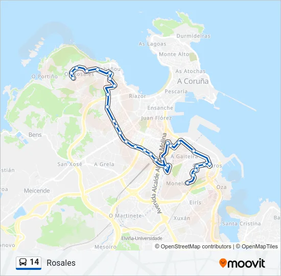 14 Bus Line Map