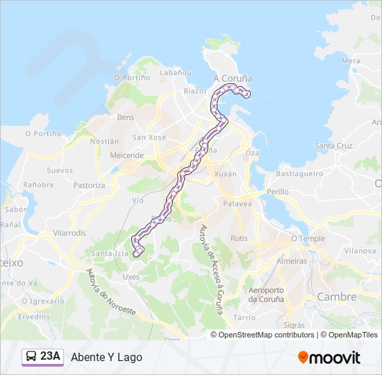 23A bus Mapa de línia