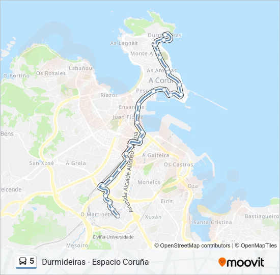 5 Bus Line Map
