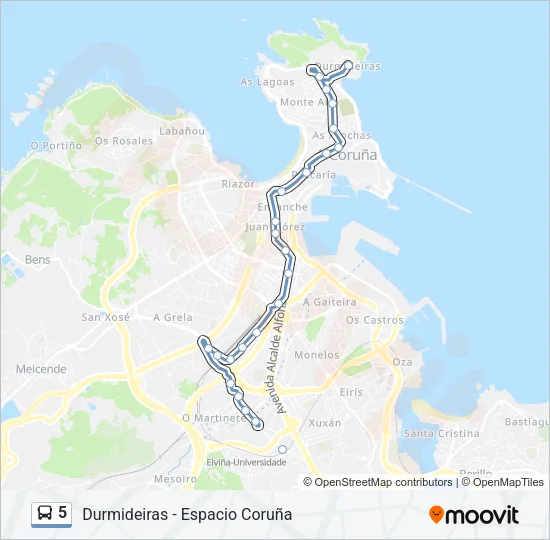 5 Bus Line Map