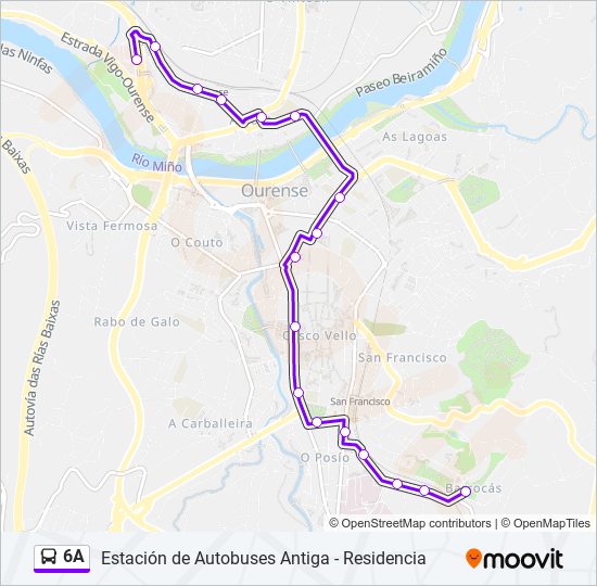 6A bus Mapa de línia