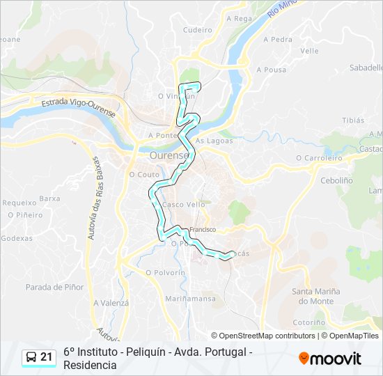 21 bus Line Map