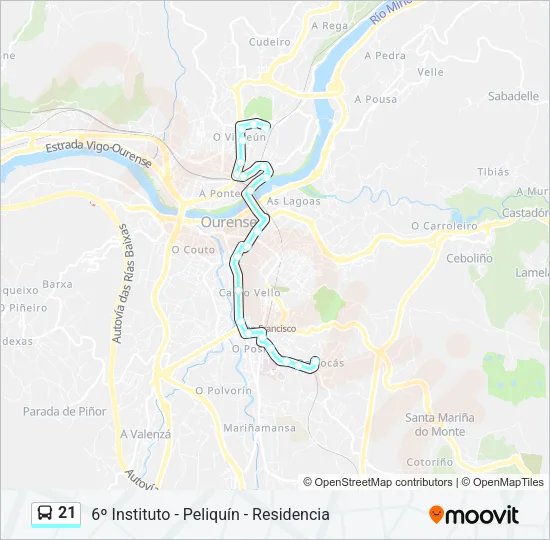21 Bus Line Map