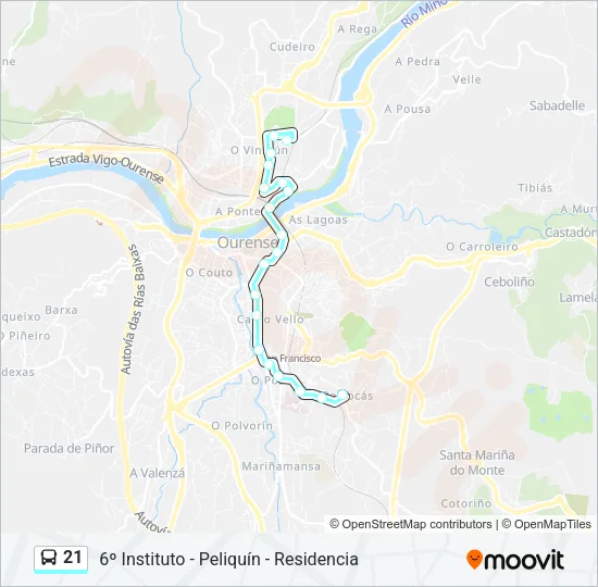 21 Bus Line Map