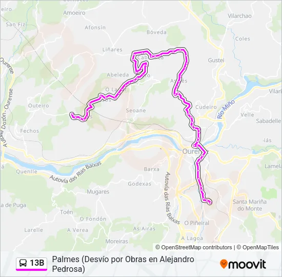 13B Bus Line Map