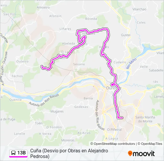 13B Bus Line Map