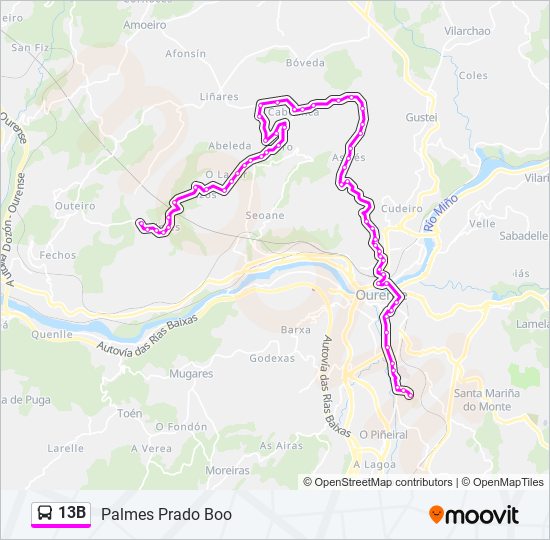 13B bus Line Map