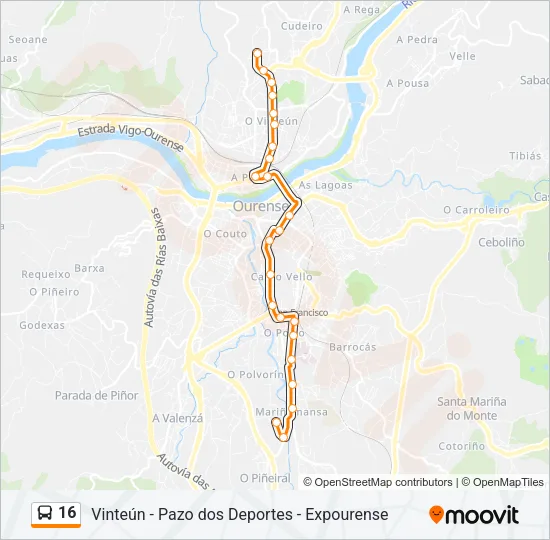 16 Bus Line Map