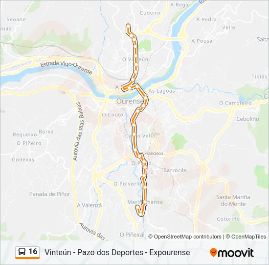 16 Bus Line Map