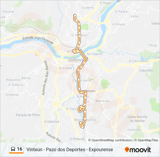 16 Bus Line Map