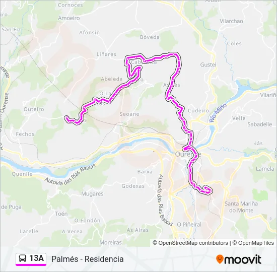 13A Bus Line Map