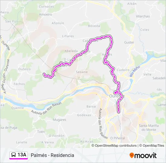 13A Bus Line Map