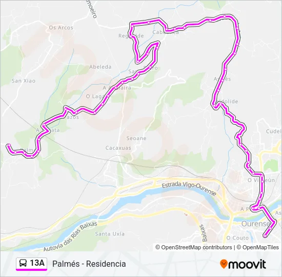 13A Bus Line Map