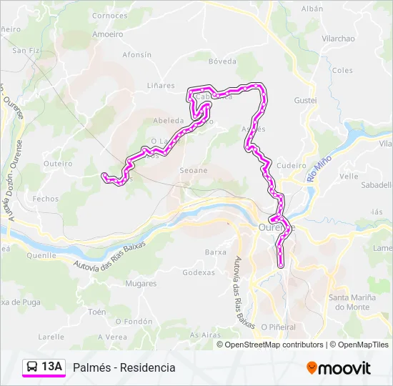 13A Bus Line Map