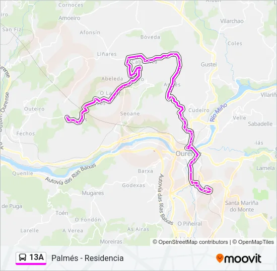 13A Bus Line Map