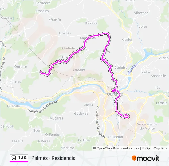 13A Bus Line Map