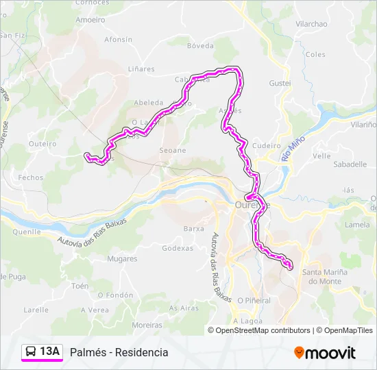13A Bus Line Map