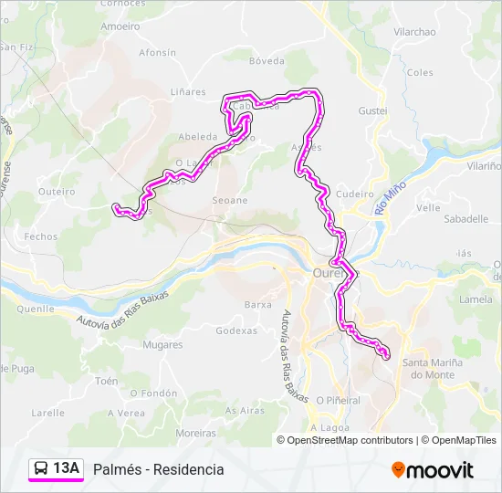 13A Bus Line Map