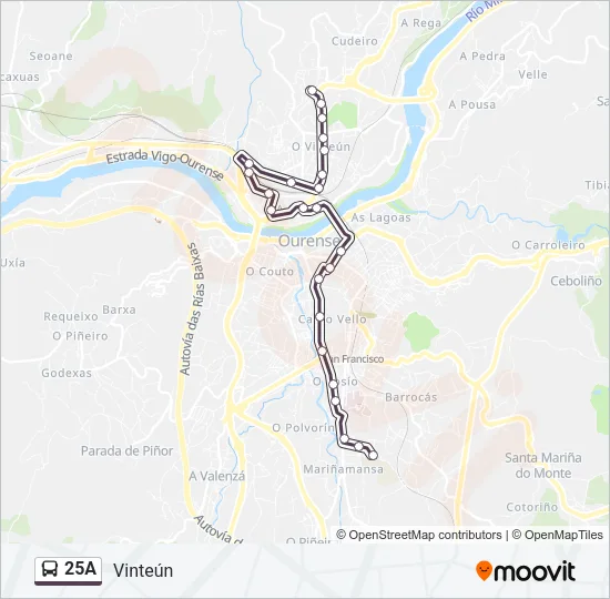 25A Bus Line Map