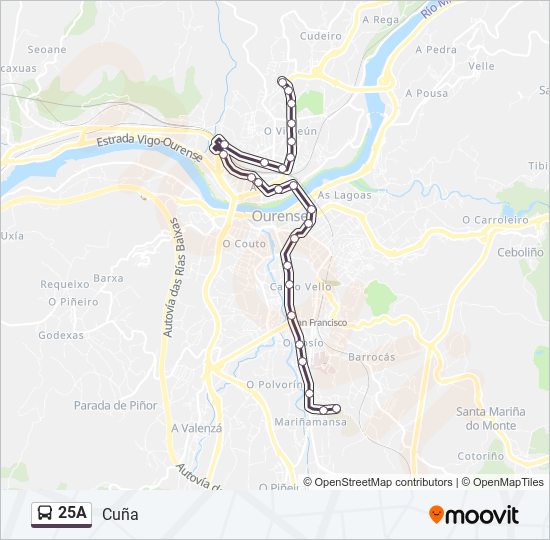 25A bus Mapa de línia