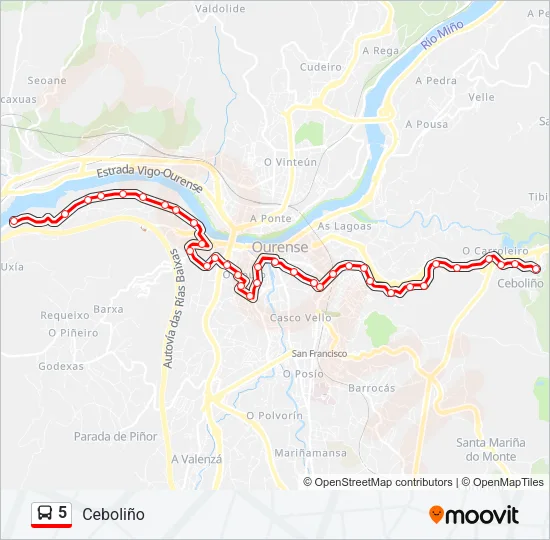 5 Bus Line Map