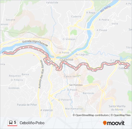 5 bus Mapa de línia