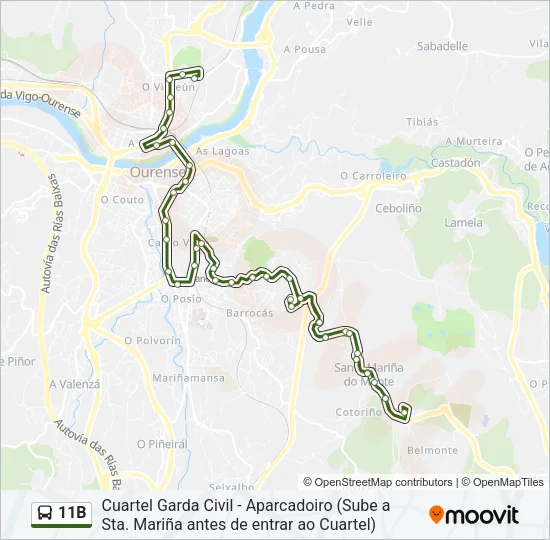 11B Bus Line Map