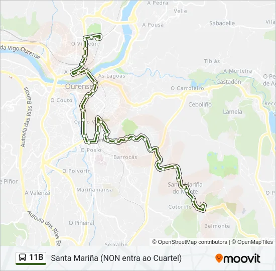 11B Bus Line Map