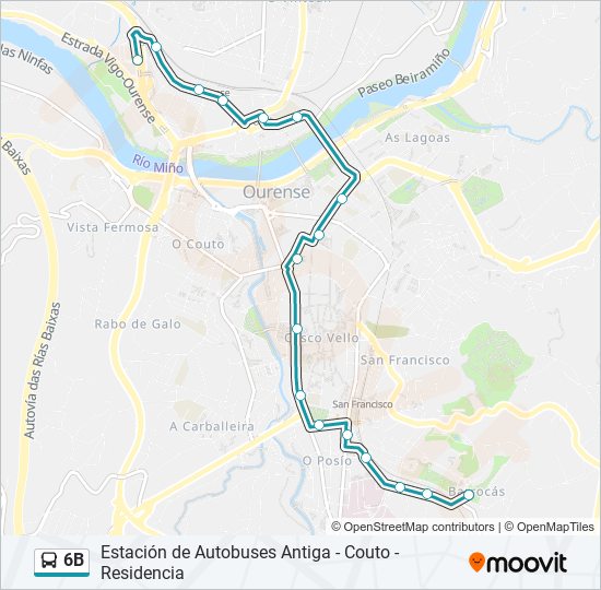 Mapa de 6B de autobús