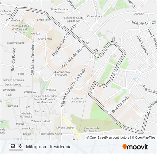 18 bus Mapa de línia