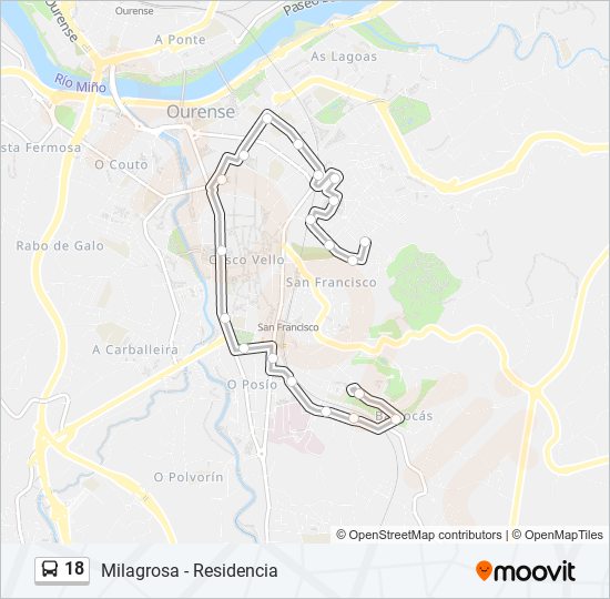 18 bus Mapa de línia