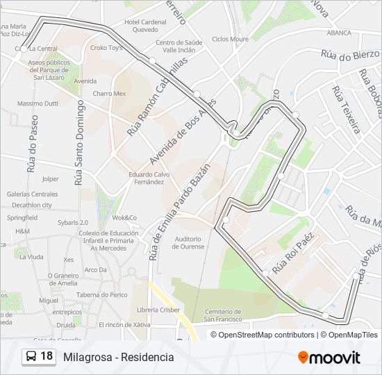 Mapa de 18 de autobús