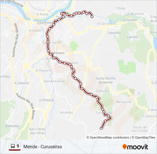 9 bus Line Map